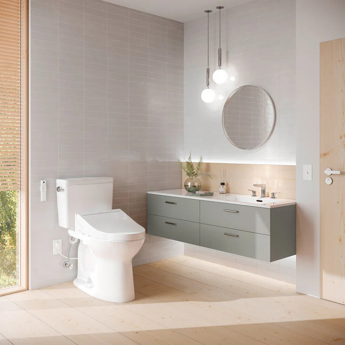 TOTO MW7763084CEFG#01 Drake Washlet+ Two-Piece 1.28 GPF Universal Height Toilet with C5 Bidet Seat