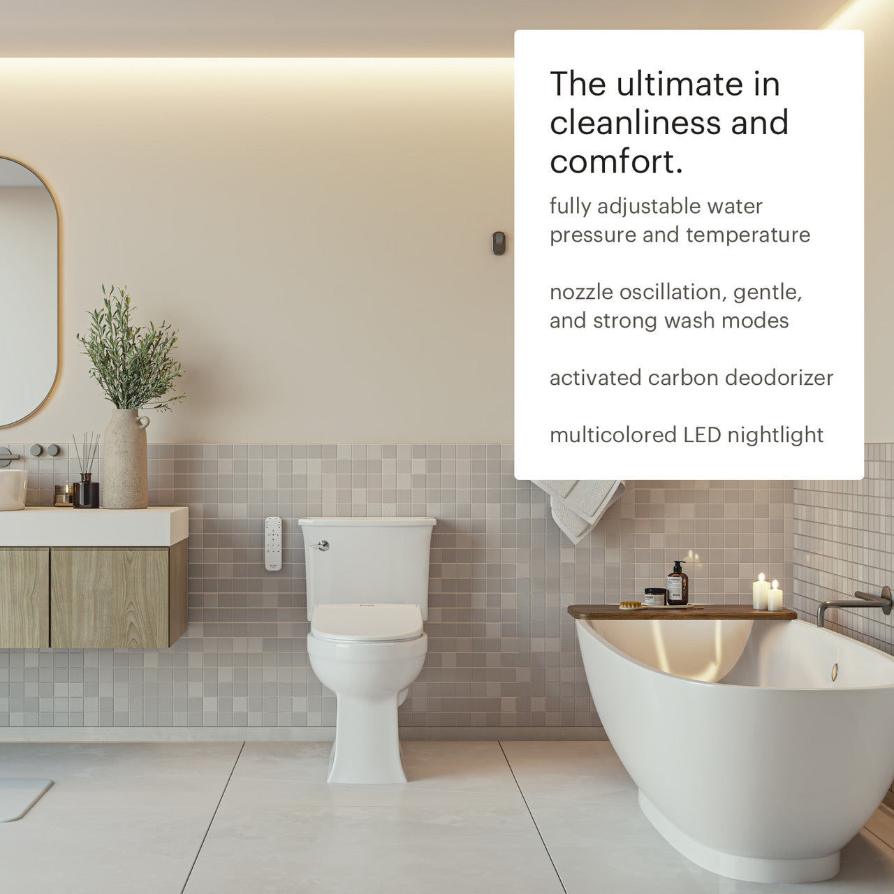 Brondell Swash Eco Thinline T66 Luxury Bidet Seat - With Remote Control