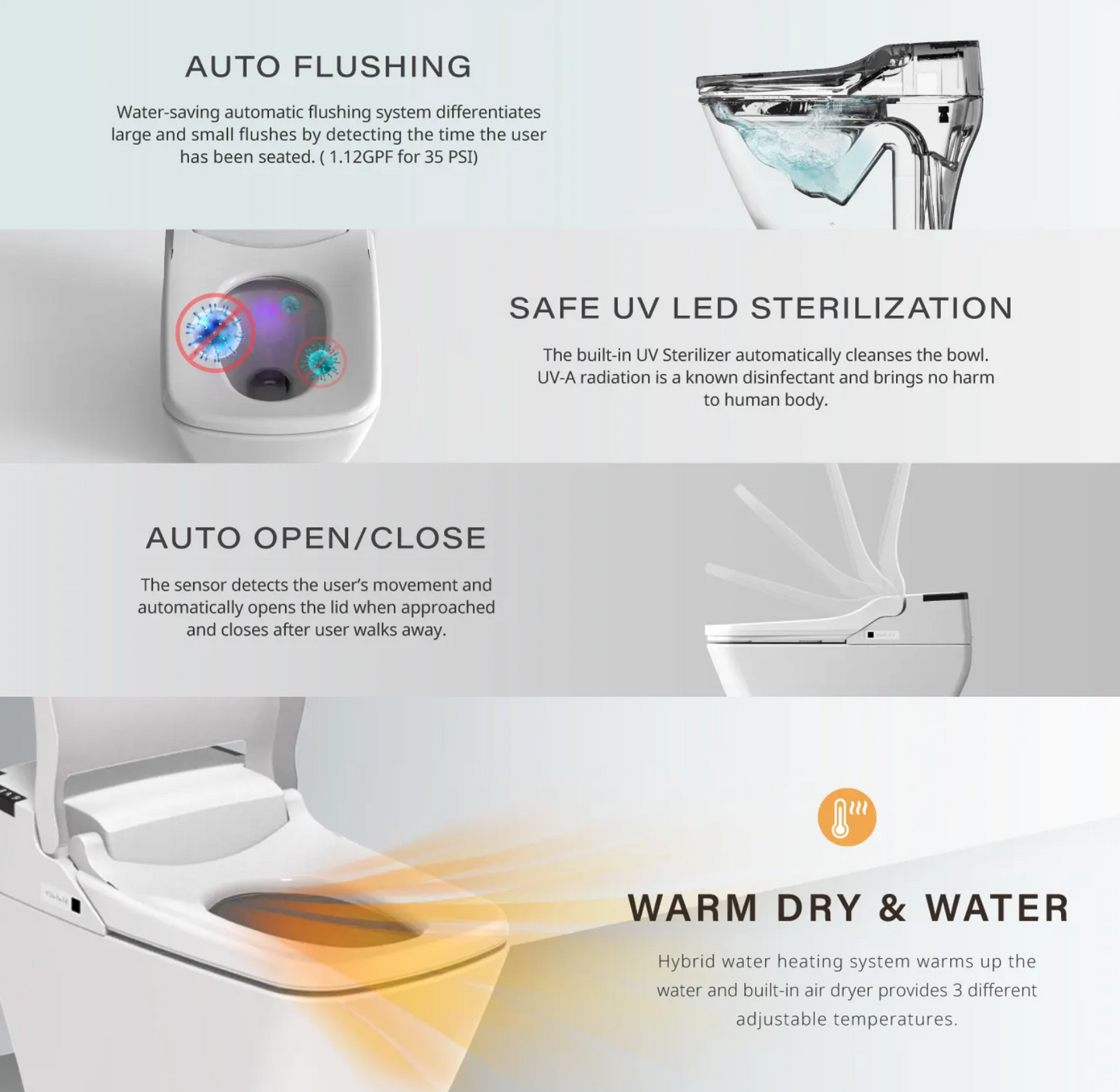 VOVO TCB-090SA Integrated Smart Bidet Toilet (Auto)