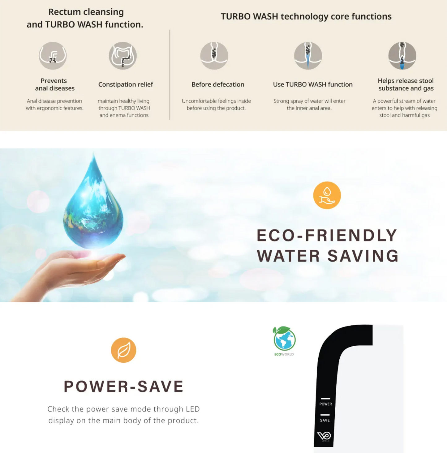 VOVO TCB-090S Integrated Smart Bidet Toilet