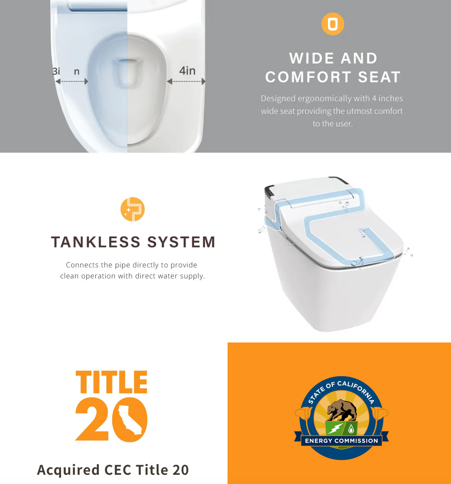 VOVO TCB-090S Integrated Smart Bidet Toilet