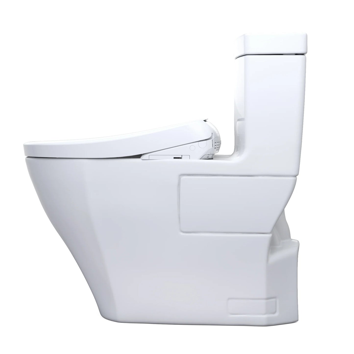 TOTO WASHLET+ Aimes One-Piece Elongated 1.28 GPF Toilet and Contemporary WASHLET S7A Contemporary Bidet Seat, Cotton White - MW6264736CEFG#01, MW6264736CEFGA#01