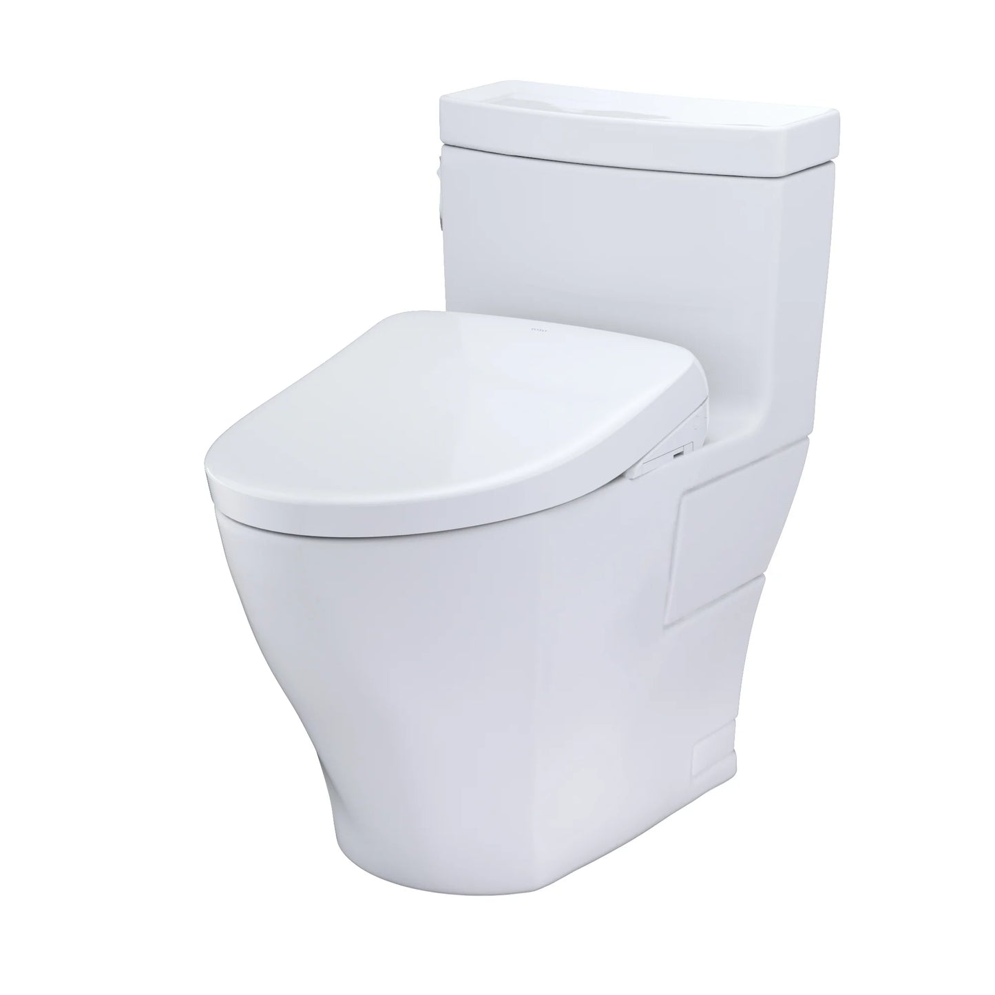 TOTO WASHLET+ Aimes One-Piece Elongated 1.28 GPF Toilet and Contemporary WASHLET S7A Contemporary Bidet Seat, Cotton White - MW6264736CEFG#01, MW6264736CEFGA#01