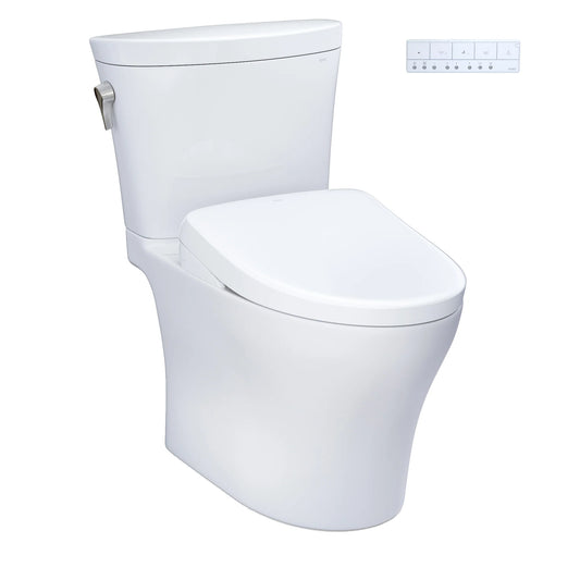 TOTO WASHLET+ Aquia IV Arc Two-Piece Elongated Dual Flush 1.28 and 0.9 GPF Toilet with S7A Contemporary Bidet Seat, Cotton White - MW4484736CEMFGN#01, MW4484736CEMFGNA#01