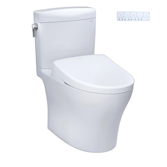 TOTO WASHLET+ Aquia IV Cube Two-Piece Elongated Dual Flush 1.28 and 0.9 GPF Toilet with S7 Contemporary Bidet Seat, Cotton White - MW4364726CEMFGN#01, MW4364726CEMFGNA#01