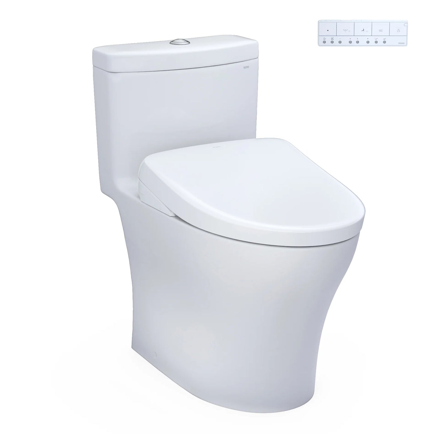 TOTO Washlet+ Aquia IV One-Piece Elongated Dual Flush 1.28 and 0.9 GPF Toilet with S7A Contemporary Electric Bidet Seat, Cotton White - MW6464736CEMFGN#01, MW6464736CEMFGNA#01