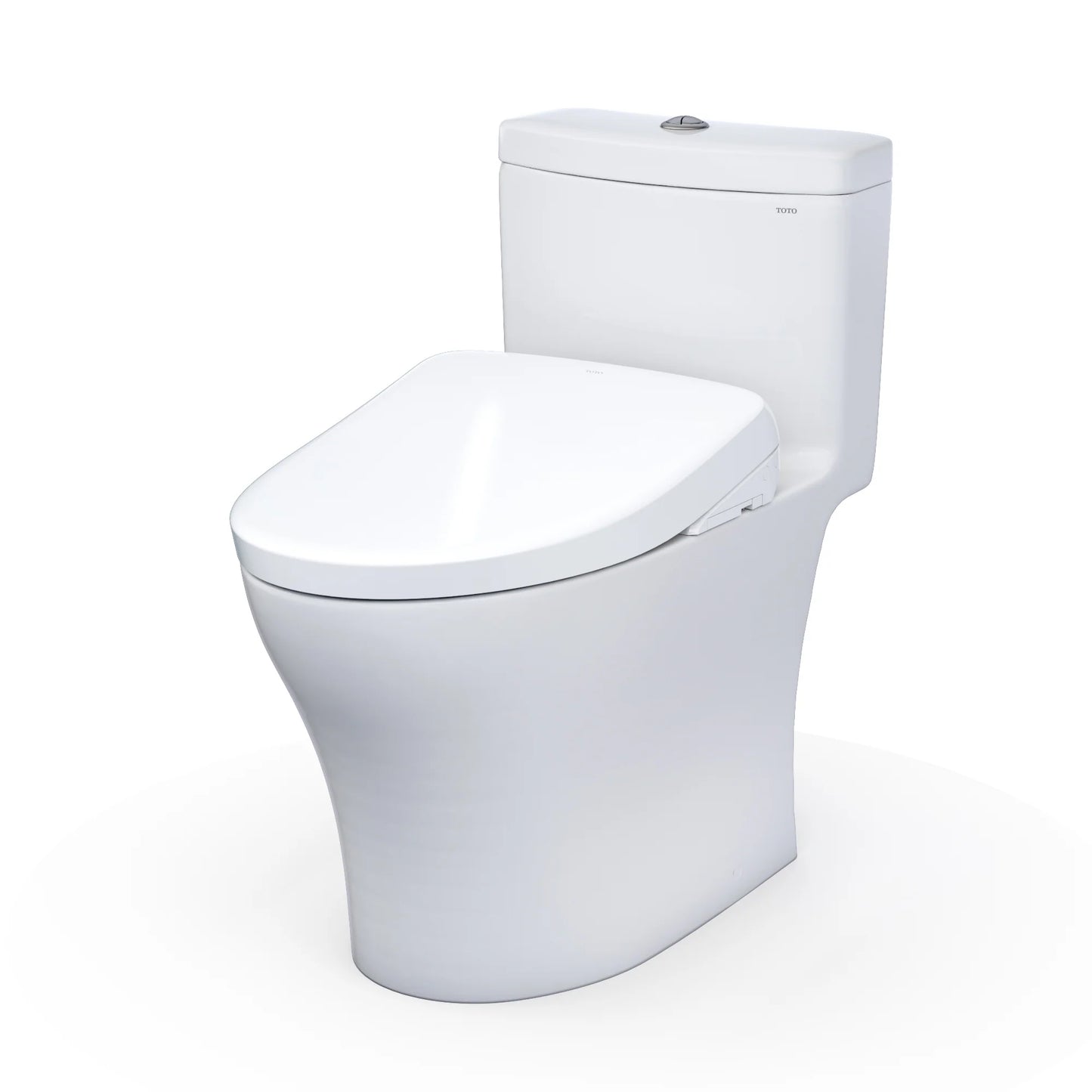 TOTO Washlet+ Aquia IV One-Piece Elongated Dual Flush 1.28 and 0.9 GPF Toilet with S7A Contemporary Electric Bidet Seat, Cotton White - MW6464736CEMFGN#01, MW6464736CEMFGNA#01