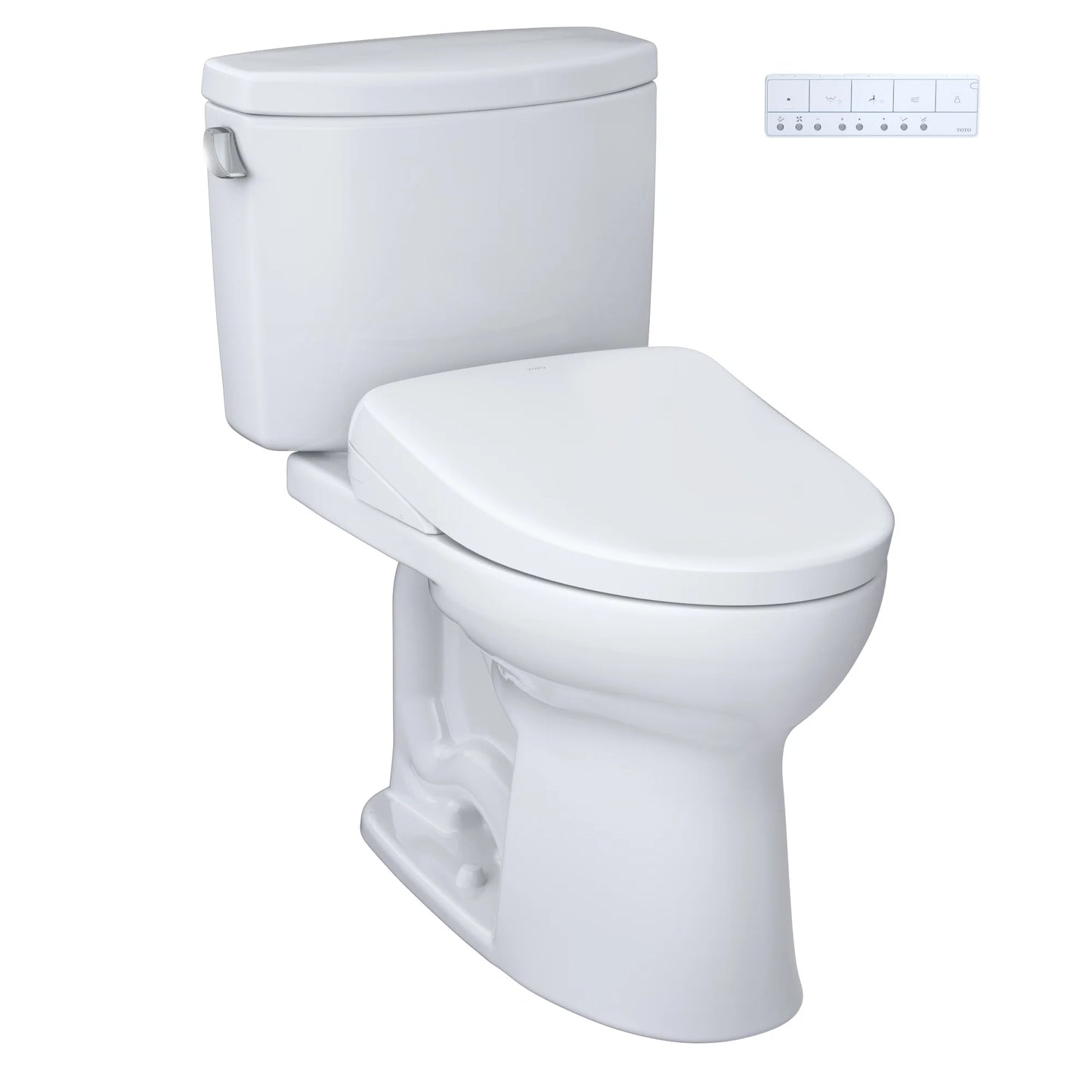 TOTO WASHLET+ Drake II Two-Piece Elongated 1.28 GPF Toilet and WASHLET+ S7 Contemporary Bidet Seat, Cotton White - MW4544726CEFG#01, MW4544726CEFGA#01