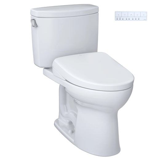TOTO WASHLET+ Drake II Two-Piece Elongated 1.28 GPF Toilet and WASHLET+ S7 Contemporary Bidet Seat, Cotton White - MW4544726CEFG#01, MW4544726CEFGA#01