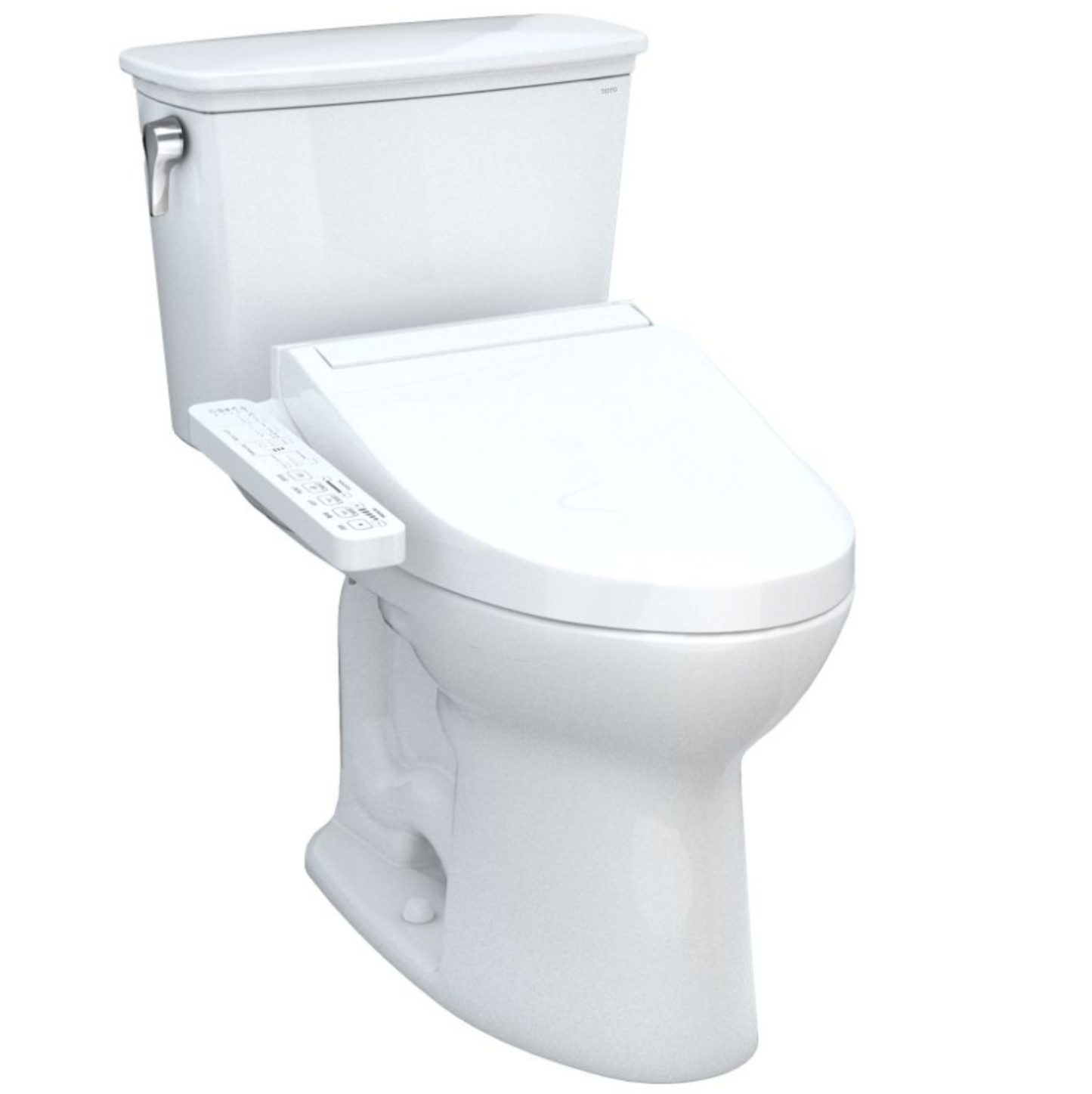 TOTO MW7863074CEFG#01 Drake Transitional Washlet+ 1.28 GPF Elongated Two-Piece Toilet with Washlet C2 Bidet Seat
