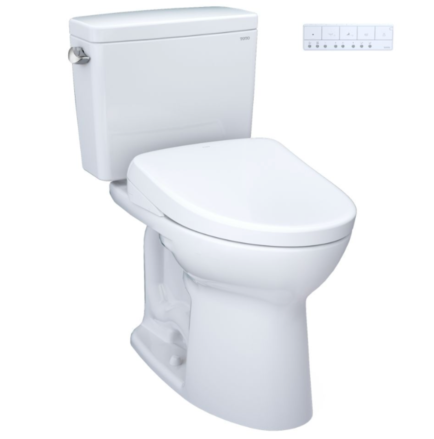 TOTO Drake WASHLET+ Two-Piece Elongated 1.28 GPF Universal Height TORNADO FLUSH Toilet with S7 Contemporary Bidet Seat, Cotton White - MW7764726CEFG#01, MW7764726CEFGA#01