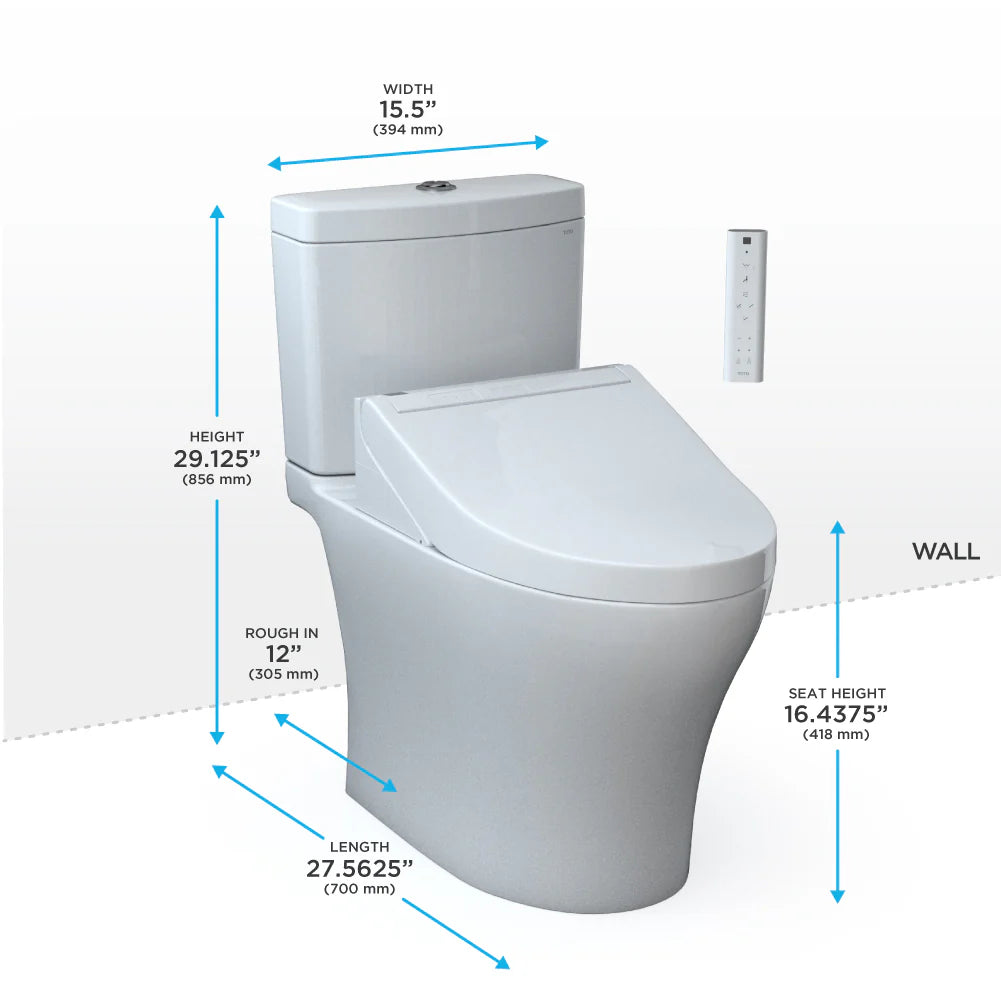 TOTO Aquia IV Washlet+ C5 Two-Piece 1.28 & .9 Gpf