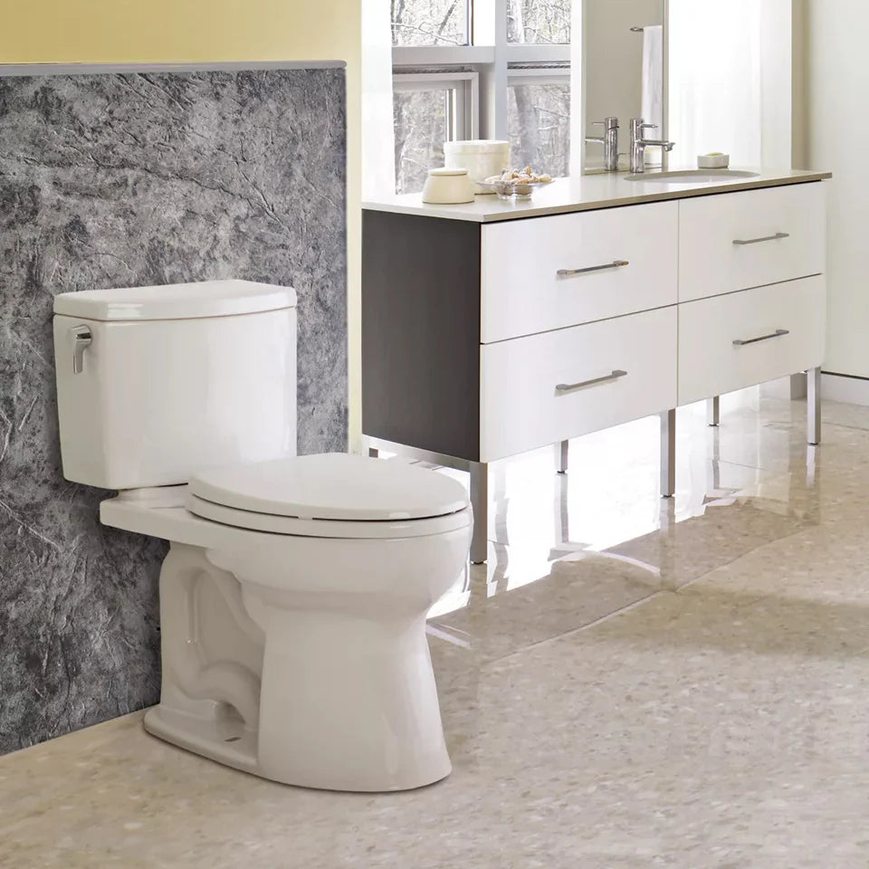TOTO Drake II Two-Piece Elongated 1.28 Gpf Toilet - Cotton White - Washlet+ Ready