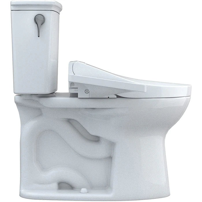 TOTO MW7863074CEFG#01 Drake Transitional Washlet+ 1.28 GPF Elongated Two-Piece Toilet with Washlet C2 Bidet Seat