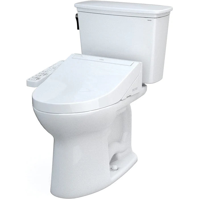 TOTO MW7863074CEFG#01 Drake Transitional Washlet+ 1.28 GPF Elongated Two-Piece Toilet with Washlet C2 Bidet Seat