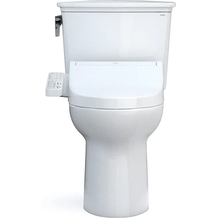 TOTO MW7863074CEFG#01 Drake Transitional Washlet+ 1.28 GPF Elongated Two-Piece Toilet with Washlet C2 Bidet Seat