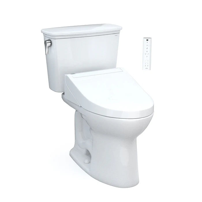 TOTO MW7863084CEFG#01 Drake Transitional Washlet+ 1.28 GPF Elongated Two-Piece Toilet with Washlet C5 Bidet Seat
