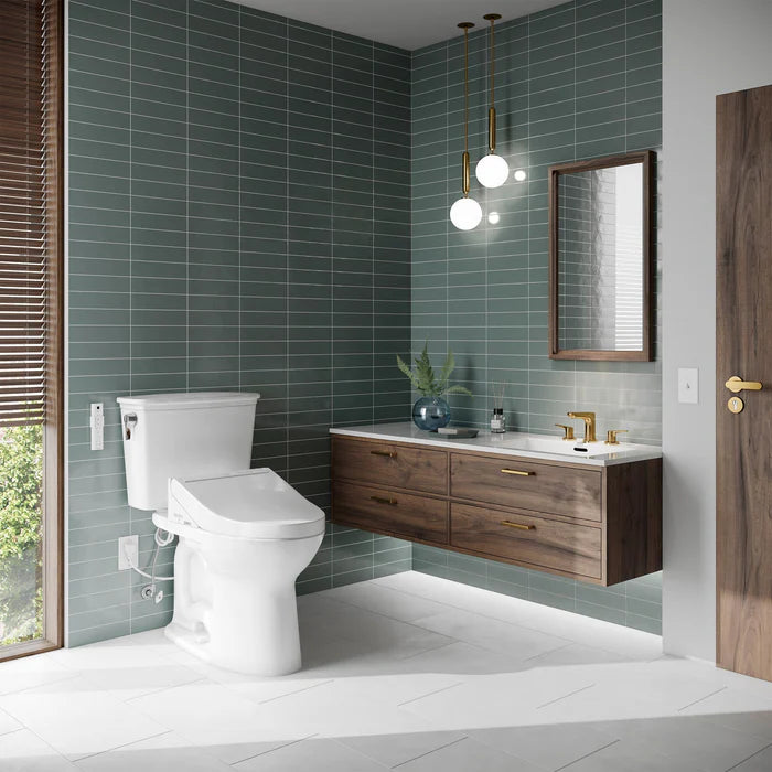 TOTO MW7863084CEFG#01 Drake Transitional Washlet+ 1.28 GPF Elongated Two-Piece Toilet with Washlet C5 Bidet Seat
