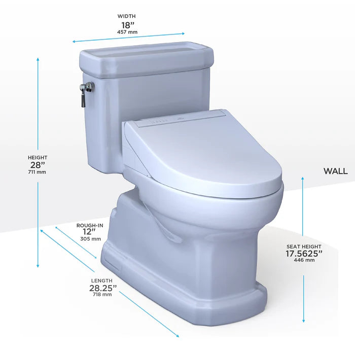 TOTO MW9743084CEFG#01 WASHLET+ Guinevere 1.28 GPF Toilet with C5 Bidet Seat - Cotton White