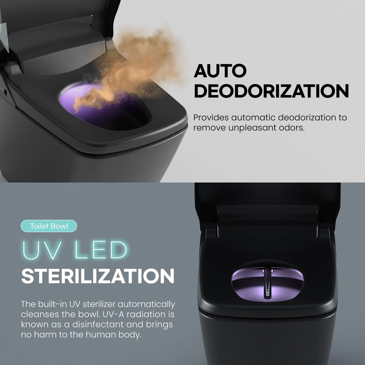VOVO TCB-090SA Integrated Smart Bidet Toilet with Auto Open & Close Lid - Matte Black