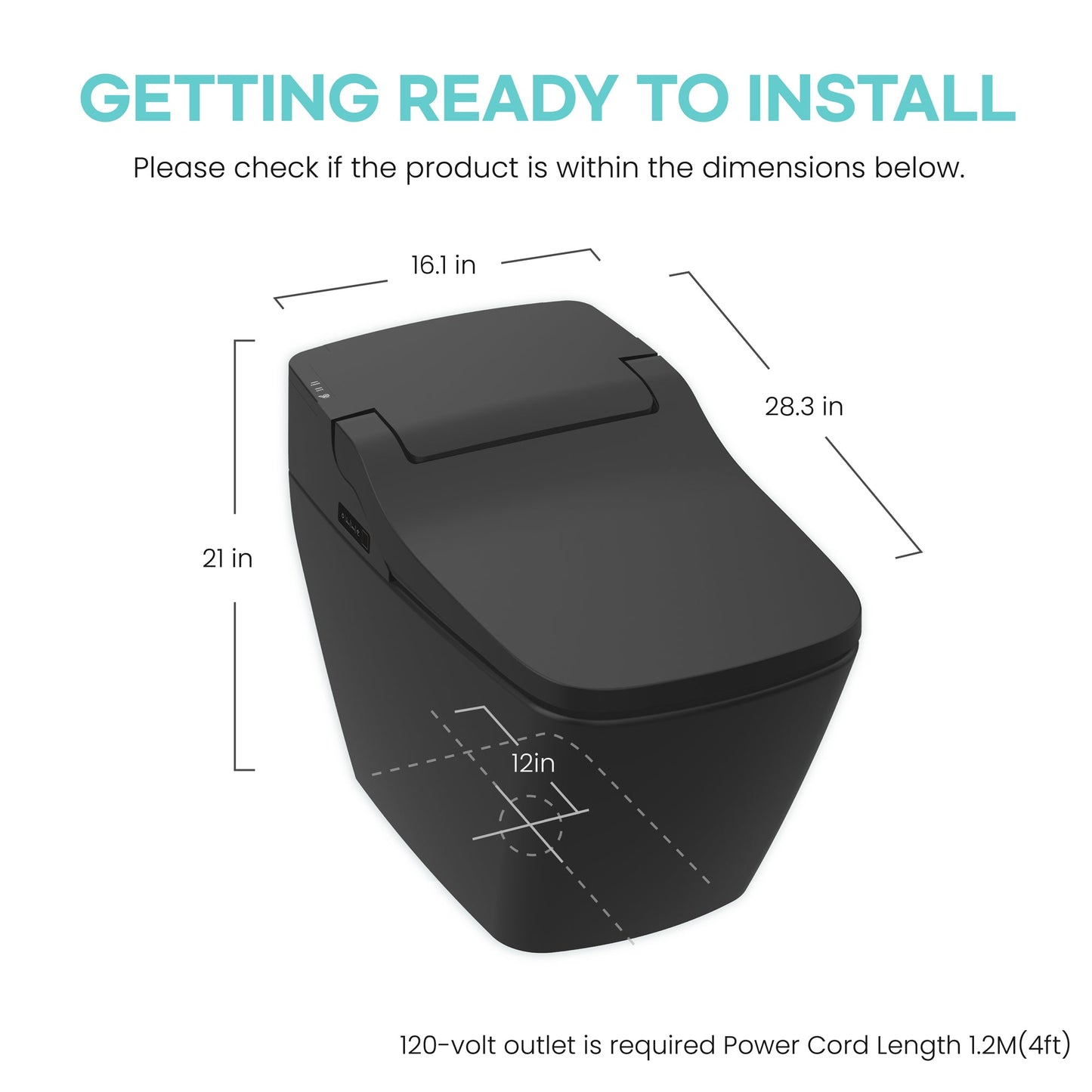 VOVO TCB-090SA Integrated Smart Bidet Toilet with Auto Open & Close Lid - Matte Black