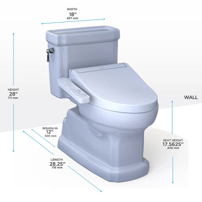 TOTO MW9743074CEFG#01 WASHLET+ Guinevere 1.28 GPF Toilet with C2 Bidet Seat - Cotton White