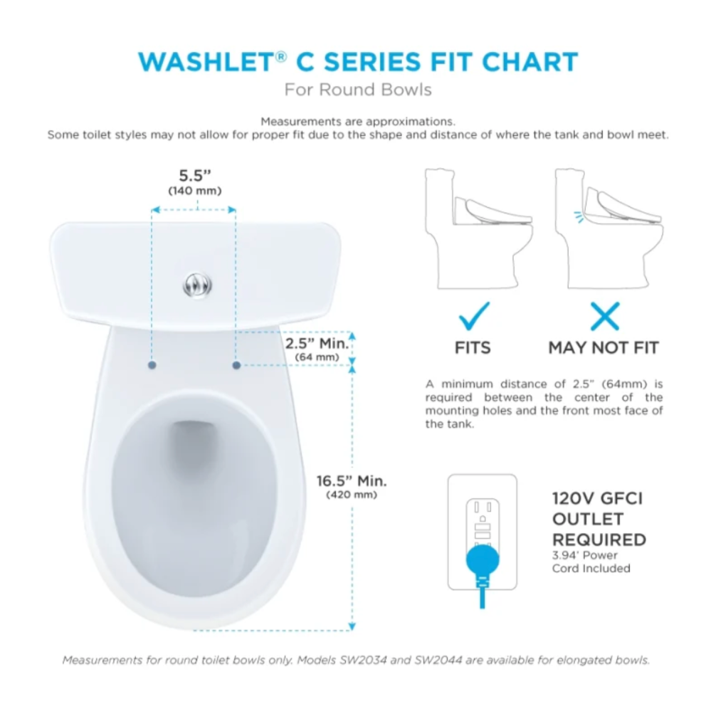 Washlet® C100 Electronic Bidet Toilet Seat - Round